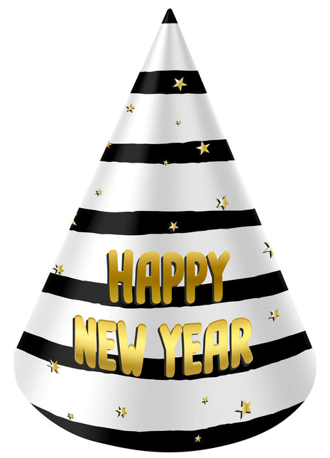 Partyhattar Happy New Year 10cm 6st