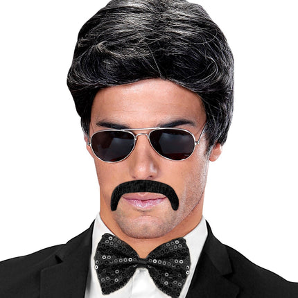 Svart Fake Moustache Macho