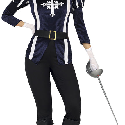 Musketör Kostym Blå Dam