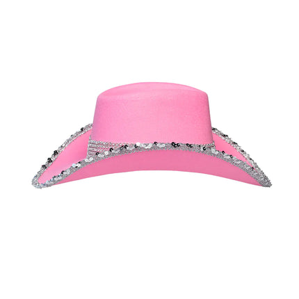 Rosa cowboyhatt Glitter