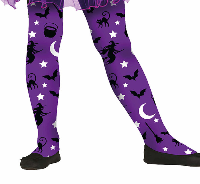 Lila Halloween Legging Häxa Barn