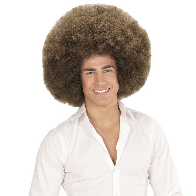 Brun peruk afro extra stor