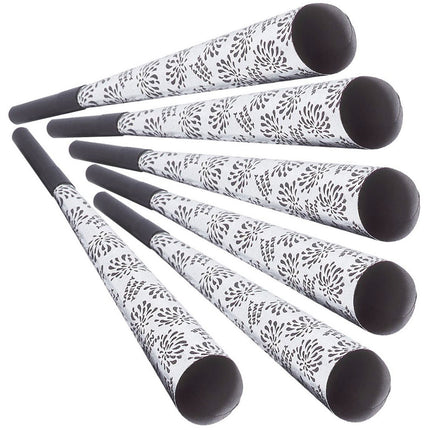 Silver Happy New Year Party Honks 25cm 6st