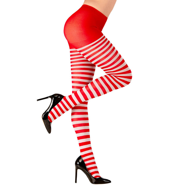 Röd Vit Strumpbyxor Randiga