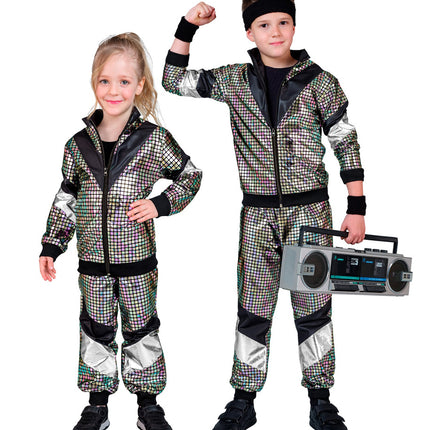 Neon 80S Träningsoverall Felaktig Holografisk Barn