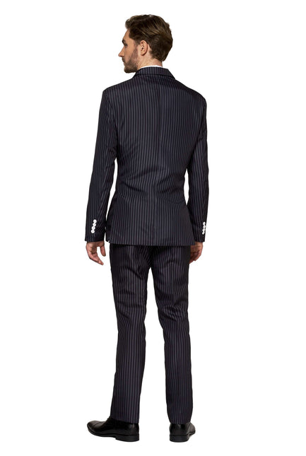 Gangster kritstrecksrandig svart kostym herr <tc>Suitmeister</tc>