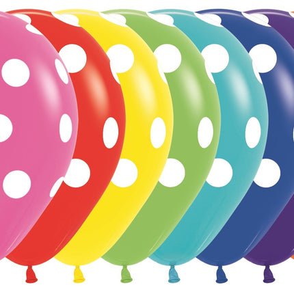 Ballonger Vit Polka Dots Mix 30cm 25st