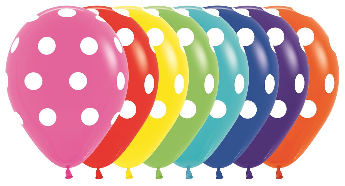Ballonger Vit Polka Dots Mix 30cm 25st