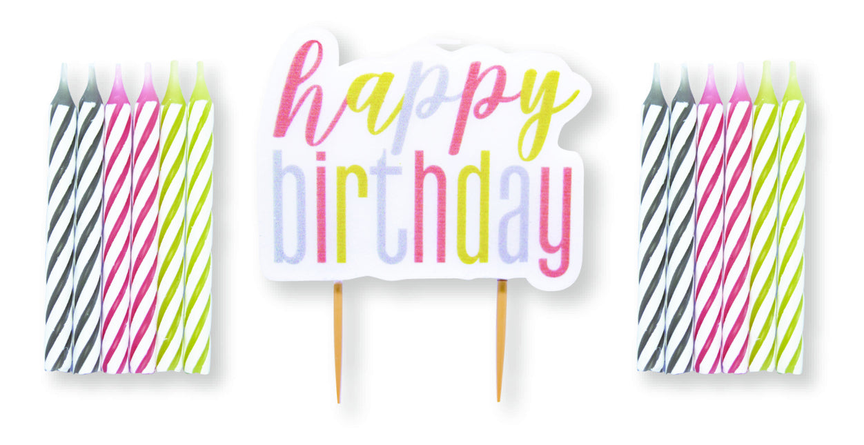 Happy Birthday Ljus Grön Rosa 13st