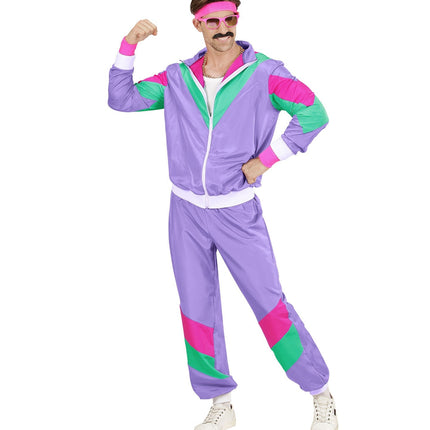 Neon 80S Träningsoverall Felaktig Lila