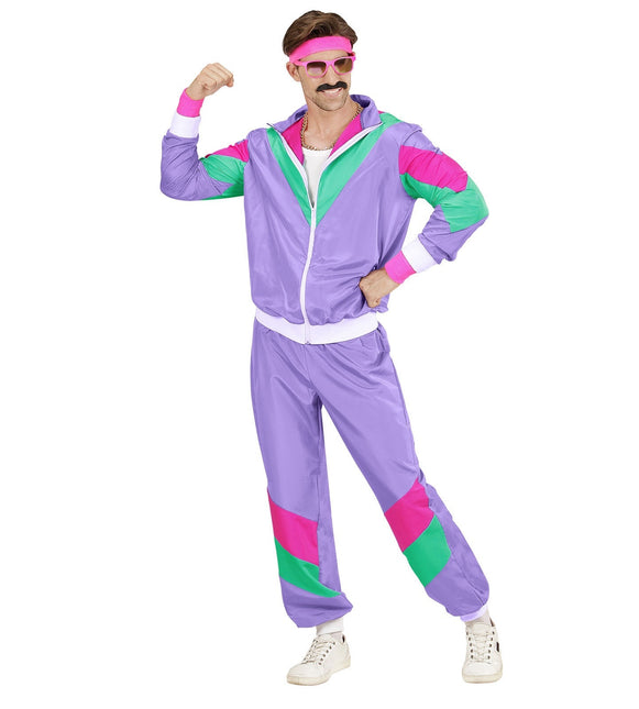Neon 80S Träningsoverall Felaktig Lila