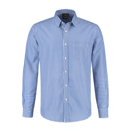 Vit Blå Blus Herr Långärmad Rutig