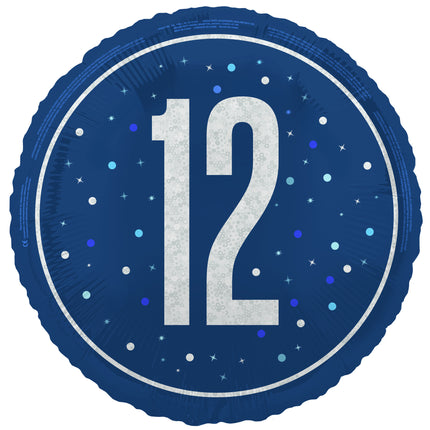 12 år Heliumballong blå tom 45 cm