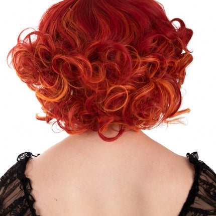 Peruk Arlene Kort med lockar Röd Orange