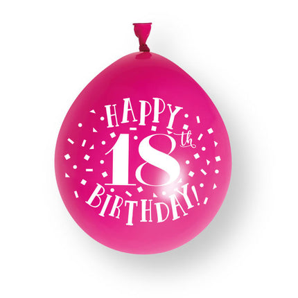 10 st ”Happy 18th Birthday”-ballonger i latex, 23 cm