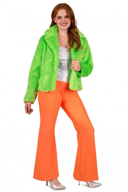 Flared Broek Neon Oranje van PartyXplosion koop je bij Partywinkel