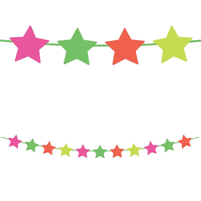 Fluorescent Paper Garlands Fsc Paper Star Garland In Fluo Colors 1St van Procos koop je bij Partywinkel