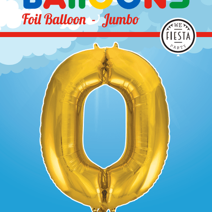 Folie Ballon Cijfer 0 Goud XL 86cm leeg van WeFiesta koop je bij Partywinkel