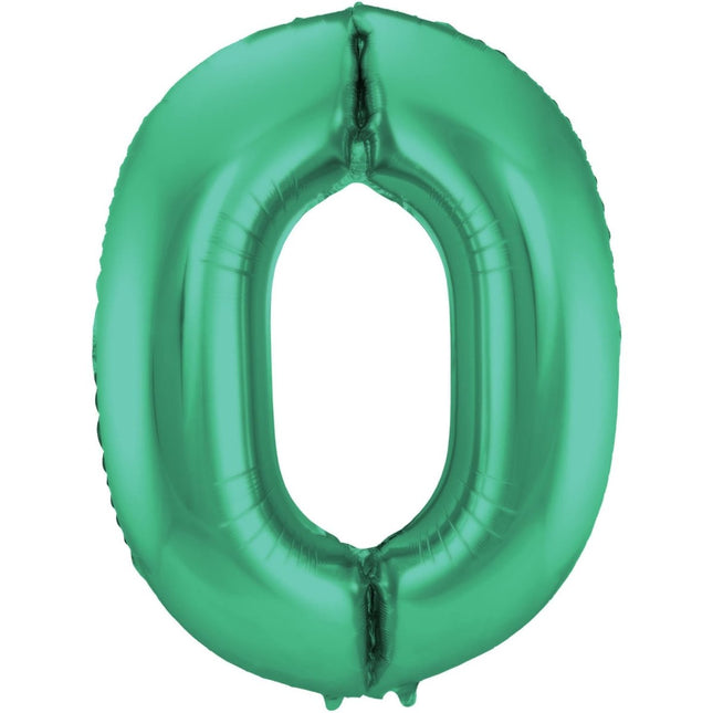 Folie Ballon Cijfer 0 Mat Groen XL 86cm leeg van Folat koop je bij Partywinkel