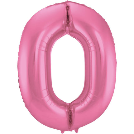 Folie Ballon Cijfer 0 Mat Roze XL 86cm leeg van Folat koop je bij Partywinkel