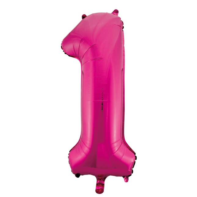 Folie Ballon Cijfer 1 Fuchsia XL 86cm leeg van WeFiesta koop je bij Partywinkel