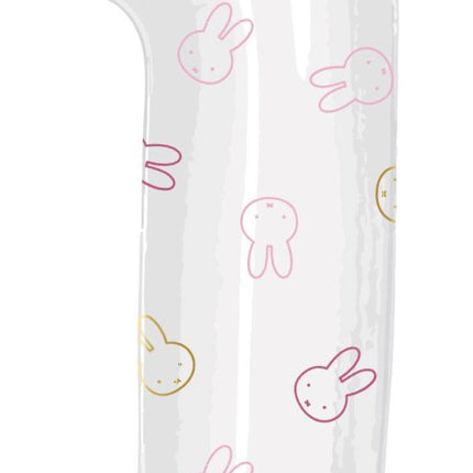 Folie Ballon Cijfer 1 Nijntje Roze Leeg 1,06m van Haza Witbaard koop je bij Partywinkel