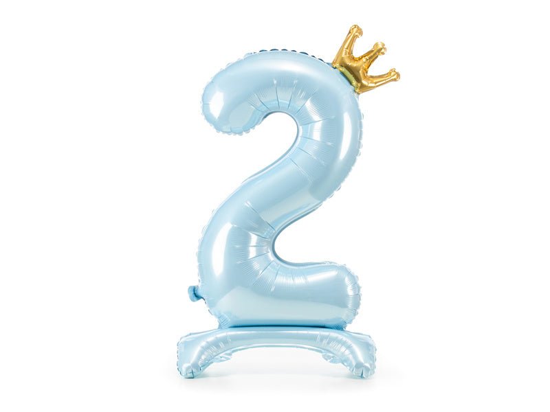 Folie Ballon Cijfer 2 Lichtblauw Standaard Leeg 84cm van Partydeco koop je bij Partywinkel