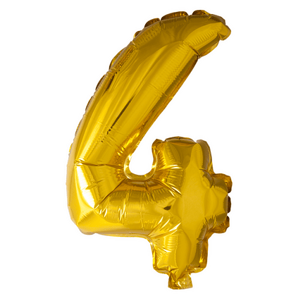 Folie Ballon Cijfer 4 Goud 41cm met Rietje van WeFiesta koop je bij Partywinkel