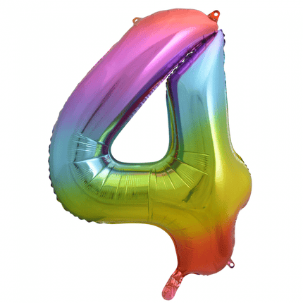Folie Ballon Cijfer 4 Regenboog XL 86cm leeg van WeFiesta koop je bij Partywinkel