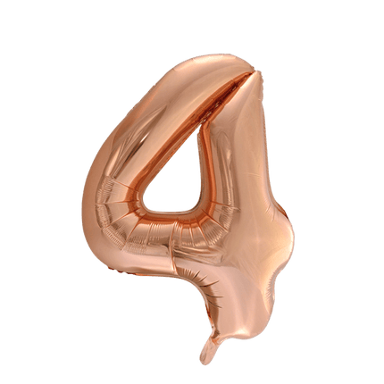 Folie Ballon Cijfer 4 Rose Goud XL 86cm leeg van WeFiesta koop je bij Partywinkel