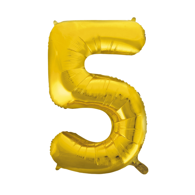 Folie Ballon Cijfer 5 Goud XL 86cm leeg van WeFiesta koop je bij Partywinkel