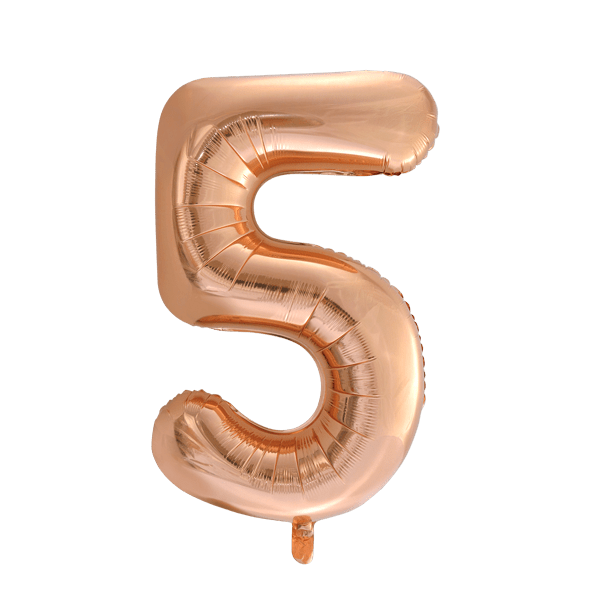 Folie Ballon Cijfer 5 Rose Goud XL 86cm leeg van WeFiesta koop je bij Partywinkel