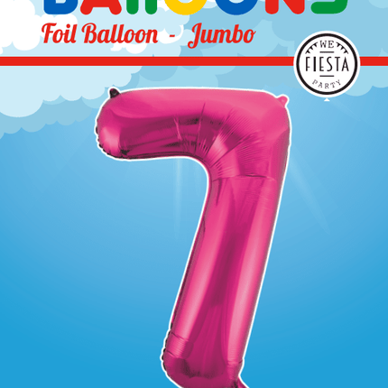 Folie Ballon Cijfer 7 Fuchsia XL 86cm leeg van WeFiesta koop je bij Partywinkel