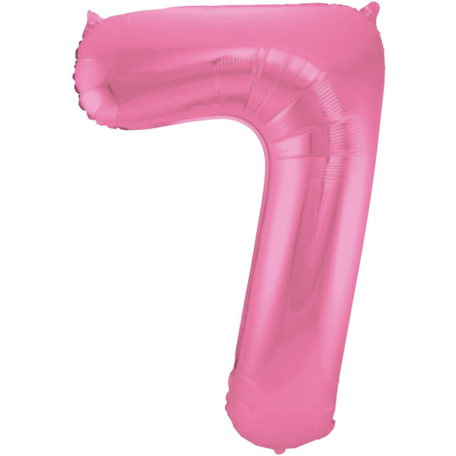 Folie Ballon Cijfer 7 Mat Roze XL 86cm leeg van Folat koop je bij Partywinkel