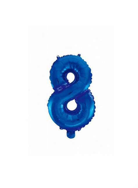 Folie Ballon Cijfer 8 Blauw 41cm met Rietje van WeFiesta koop je bij Partywinkel