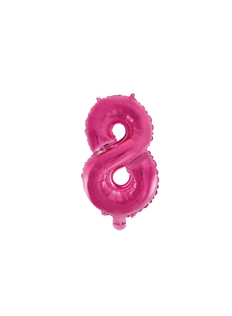 Folie Ballon Cijfer 8 Roze 41cm met Rietje van WeFiesta koop je bij Partywinkel