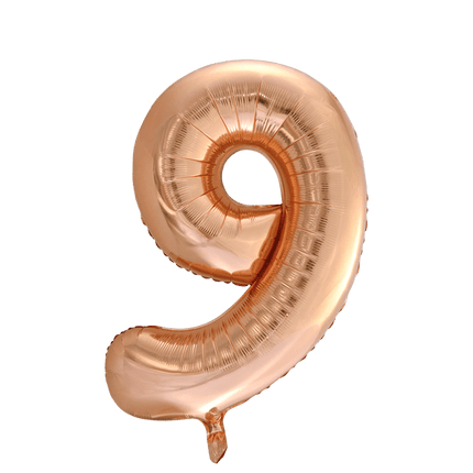 Folie Ballon Cijfer 9 Rose Goud XL 86cm leeg van WeFiesta koop je bij Partywinkel