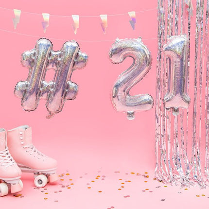 Folie Ballon Hashtag  Holografisch 35cm van Partydeco koop je bij Partywinkel