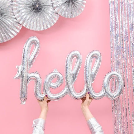 Folie Ballon Hello Holografisch 72cm van Partydeco koop je bij Partywinkel