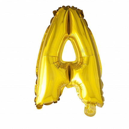 Folie Ballon Letter A Goud 41cm met Rietje van WeFiesta koop je bij Partywinkel