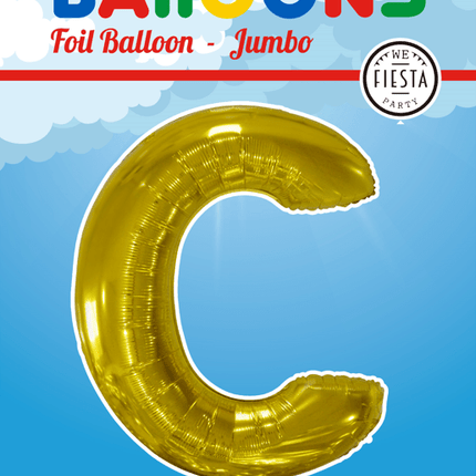 Folie Ballon Letter C Goud XL 102cm leeg van WeFiesta koop je bij Partywinkel