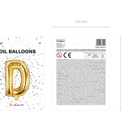 Folie Ballon Letter D Goud Leeg 35cm van Partydeco koop je bij Partywinkel