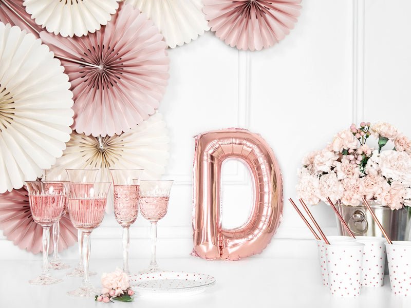 Folie Ballon Letter D Rose Goud Leeg 35cm van Partydeco koop je bij Partywinkel