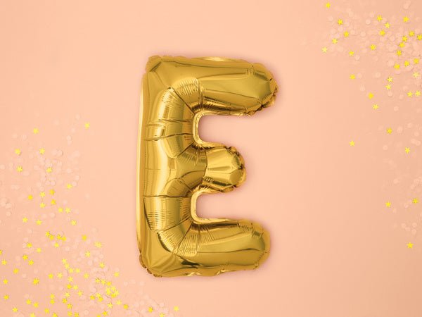 Folie Ballon Letter E Goud Leeg 35cm van Partydeco koop je bij Partywinkel
