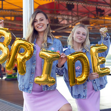 Folie Ballon Letter E Goud Leeg 35cm van Partydeco koop je bij Partywinkel