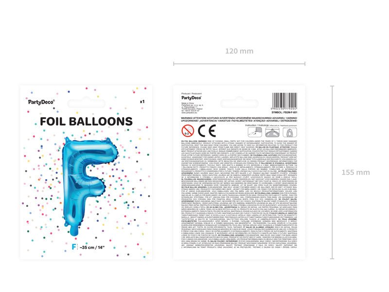 Folie Ballon Letter F Blauw Leeg 35cm van Partydeco koop je bij Partywinkel