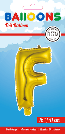 Folie Ballon Letter F Goud 41cm met Rietje van WeFiesta koop je bij Partywinkel