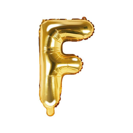 Folie Ballon Letter F Goud Leeg 35cm van Partydeco koop je bij Partywinkel