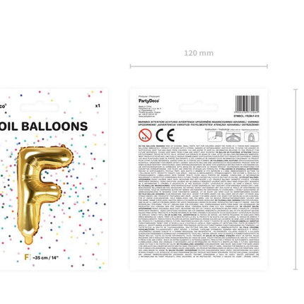 Folie Ballon Letter F Goud Leeg 35cm van Partydeco koop je bij Partywinkel