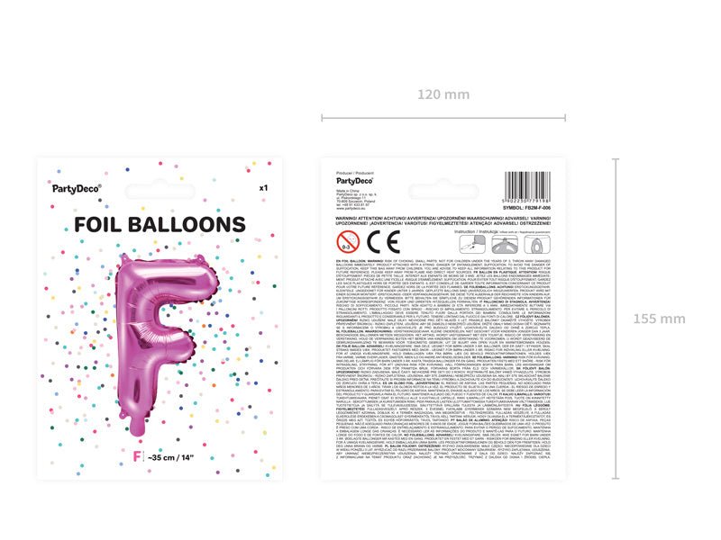 Folie Ballon Letter F Roze Leeg 35cm van Partydeco koop je bij Partywinkel